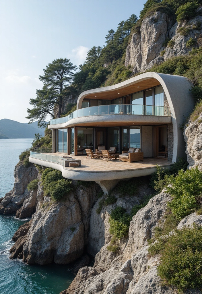 19 Incredible Earth-Sheltered Homes That Are Both Energy-Efficient and Stunning! - 3. The Cliff House: Nature’s Embrace