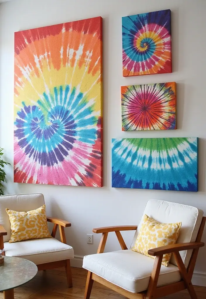 20 Creative Tie-Dye Seasonal Decor Ideas to Celebrate Every Occasion (Number #10 Is a Must-See!) - 10. Tie-Dye Wall Art for Seasonal Reminders