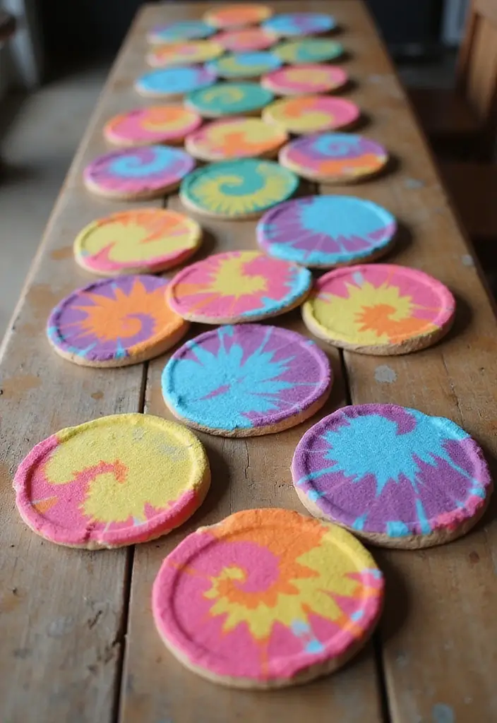 20 Creative Tie-Dye Seasonal Decor Ideas to Celebrate Every Occasion (Number #10 Is a Must-See!) - 11. Seasonal Tie-Dye Coasters