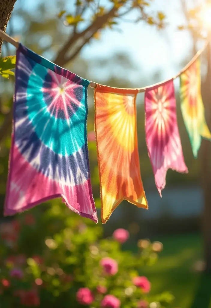 20 Creative Tie-Dye Seasonal Decor Ideas to Celebrate Every Occasion (Number #10 Is a Must-See!) - 15. Tie-Dye Seasonal Flags