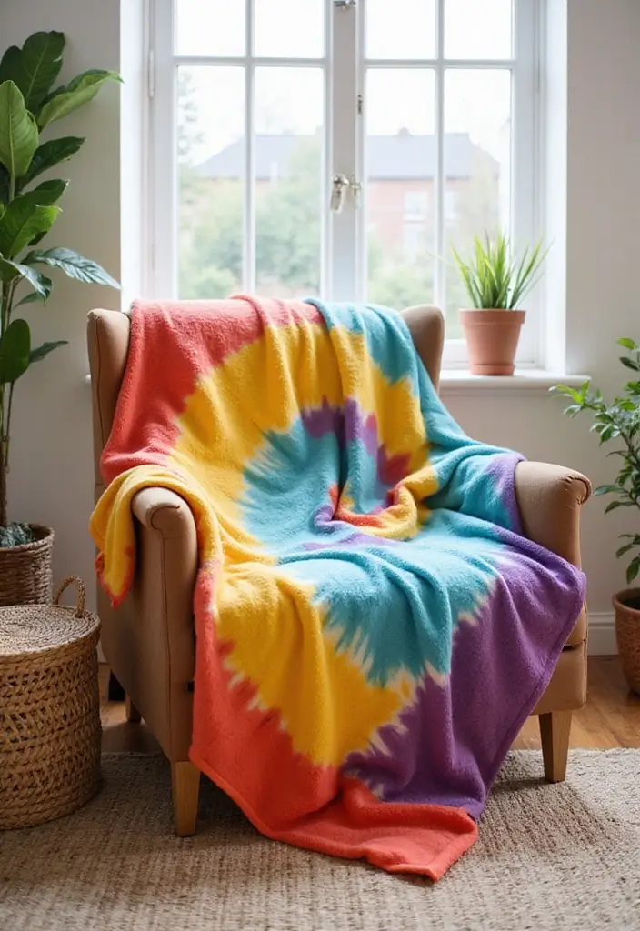 20 Creative Tie-Dye Seasonal Decor Ideas to Celebrate Every Occasion (Number #10 Is a Must-See!) - 17. Tie-Dye Seasonal Throw Blankets