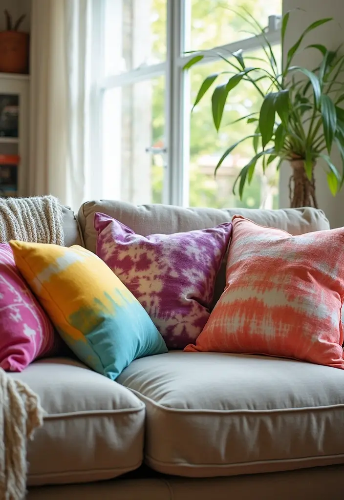 20 Creative Tie-Dye Seasonal Decor Ideas to Celebrate Every Occasion (Number #10 Is a Must-See!) - 3. Cozy Tie-Dye Throw Pillows