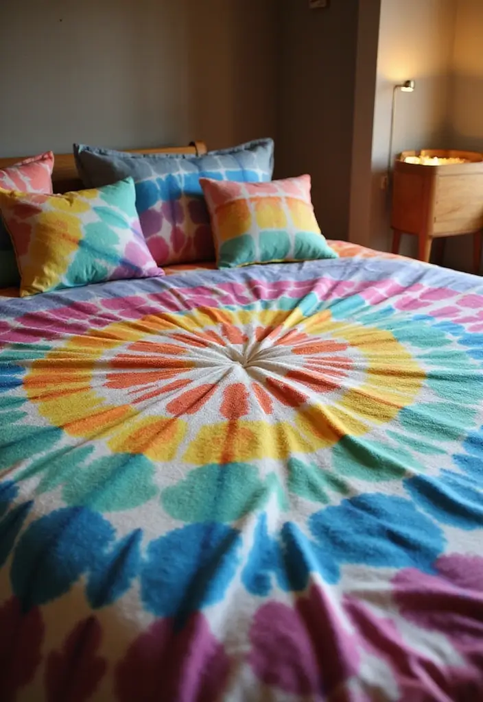 20 Creative Tie-Dye Seasonal Decor Ideas to Celebrate Every Occasion (Number #10 Is a Must-See!) - 7. Tie-Dye Seasonal Bedspreads