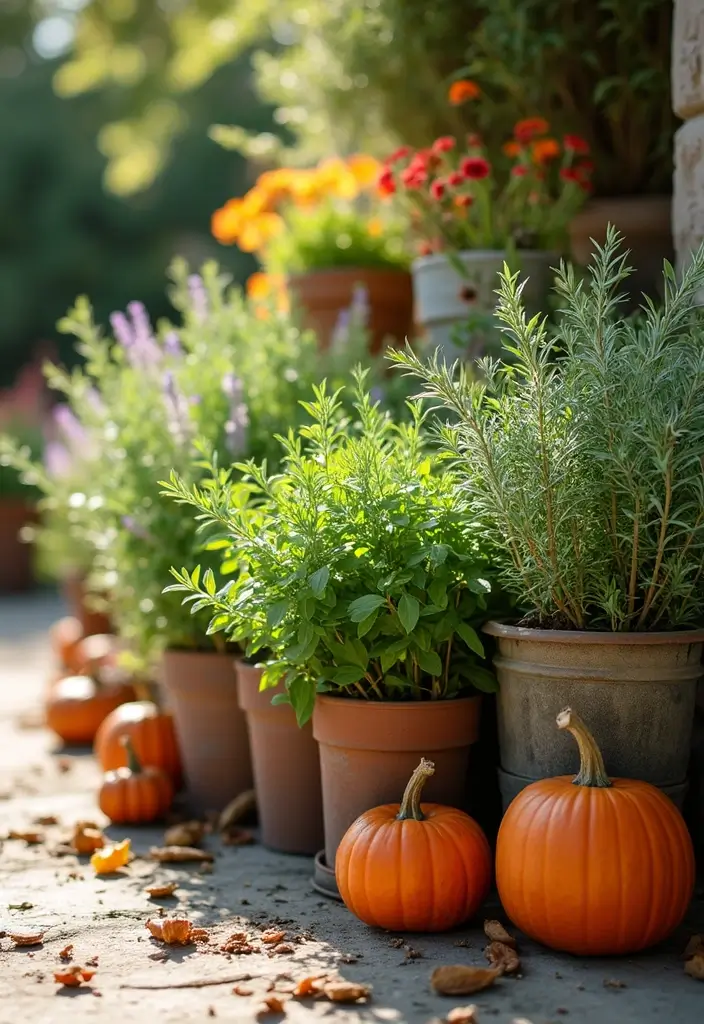 20 Gorgeous Fall Pots That Will Transform Your Outdoor Landscape This Season! - 15. Seasonal Herb Gardens in Pots