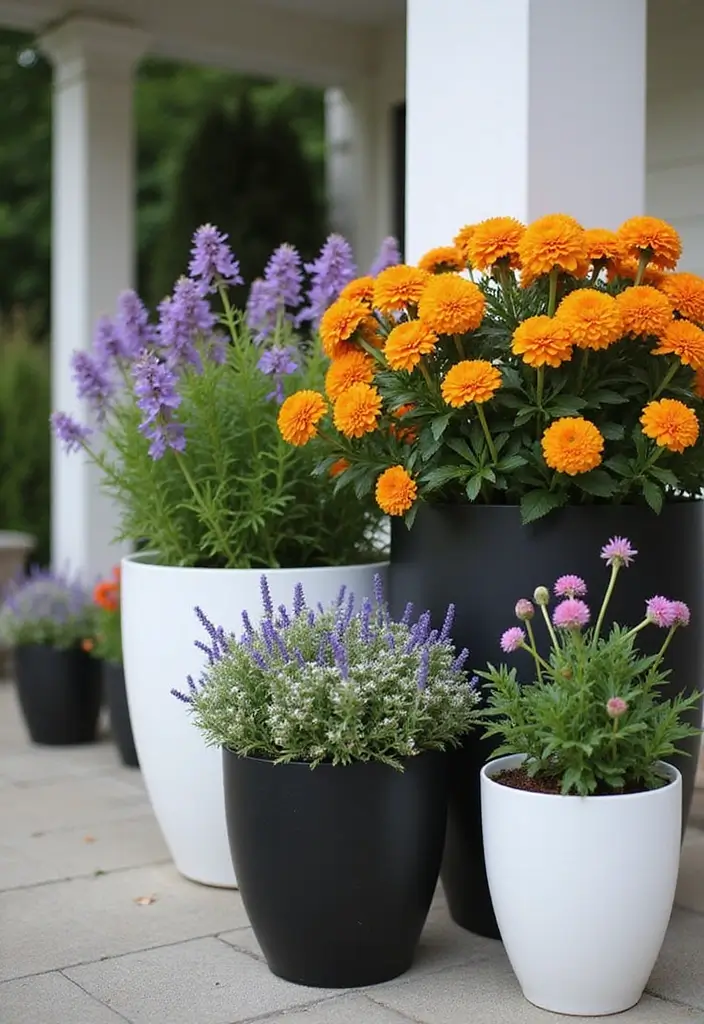 20 Gorgeous Fall Pots That Will Transform Your Outdoor Landscape This Season! - 18. Simple Monochrome Pots