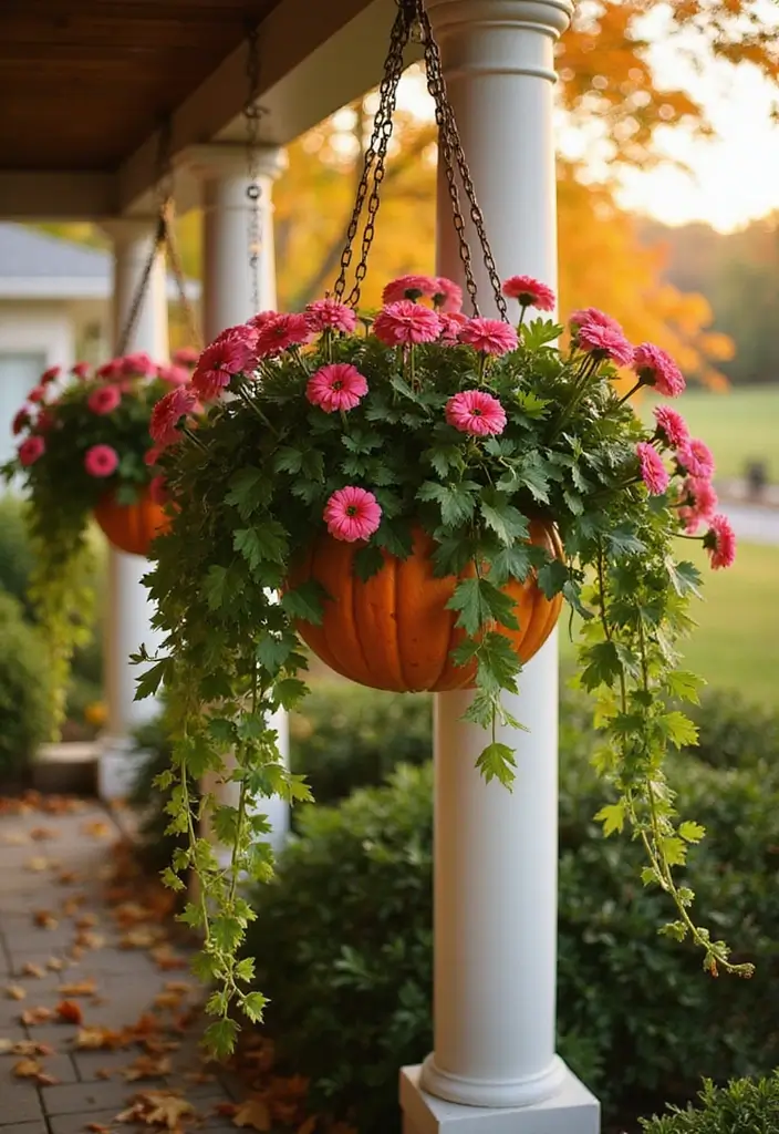 20 Gorgeous Fall Pots That Will Transform Your Outdoor Landscape This Season! - 8. Hanging Baskets
