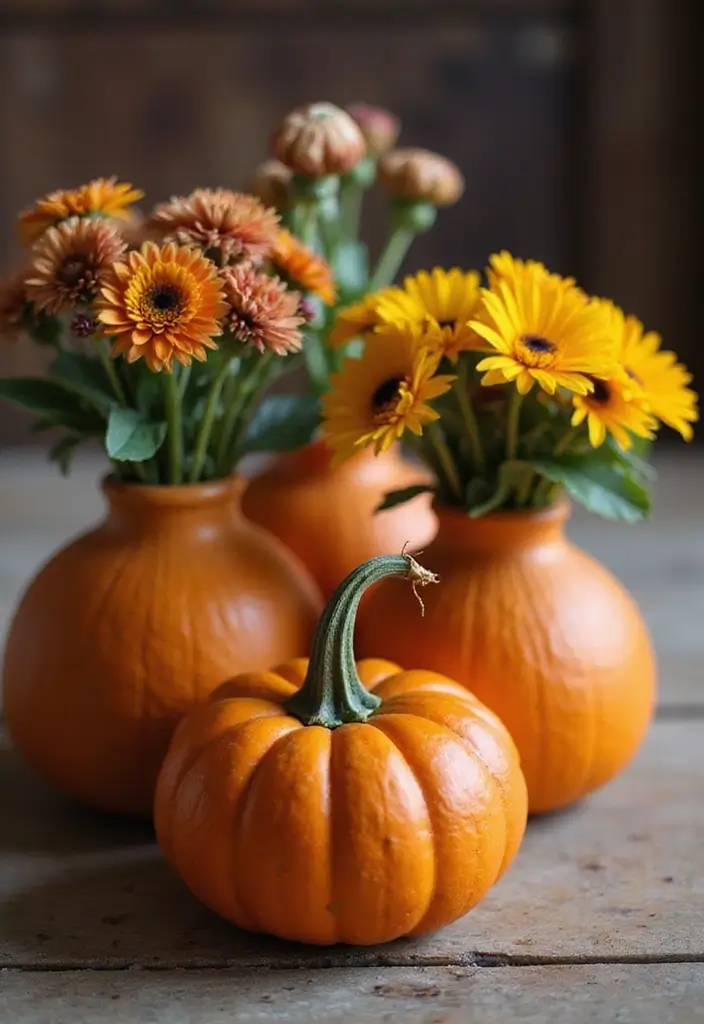 20 Stunning DIY Autumn Crafts for a Cozy Home on a Budget! - 17. Mini Pumpkin Vases