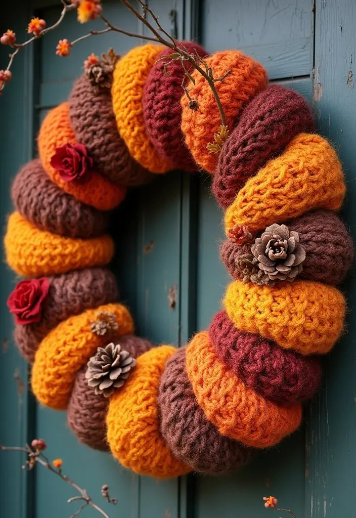 20 Stunning DIY Autumn Crafts for a Cozy Home on a Budget! - 2. Fall Wreath from Old Sweaters