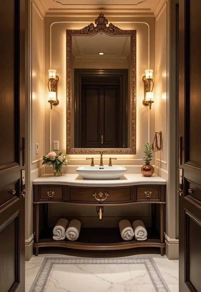 21 Dazzling Powder Room Designs That'll Transform Your Tiny Space into a Stylish Oasis! - 3. Mirrored Magic