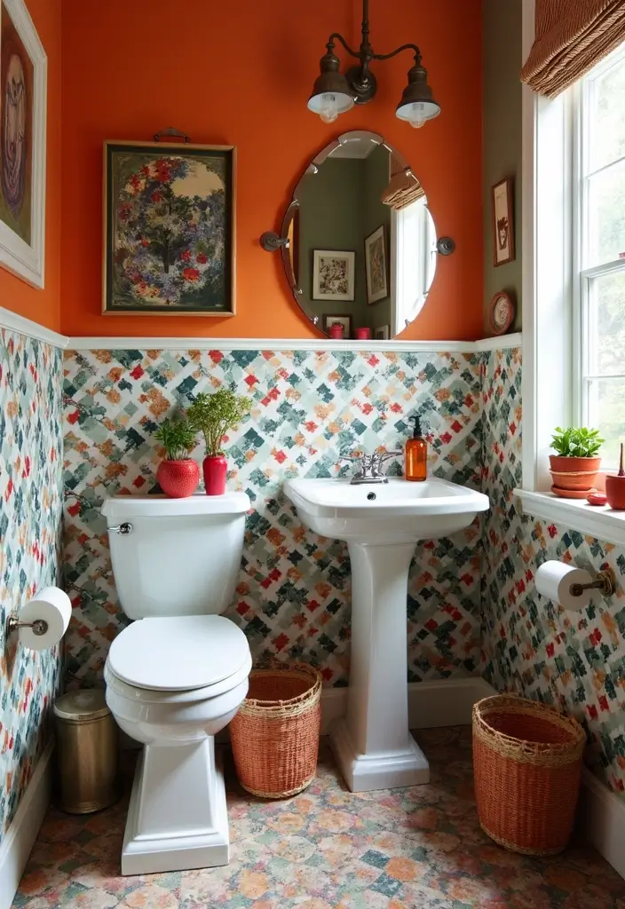 21 Dazzling Powder Room Designs That'll Transform Your Tiny Space into a Stylish Oasis! - 6. Playful Prints and Textures