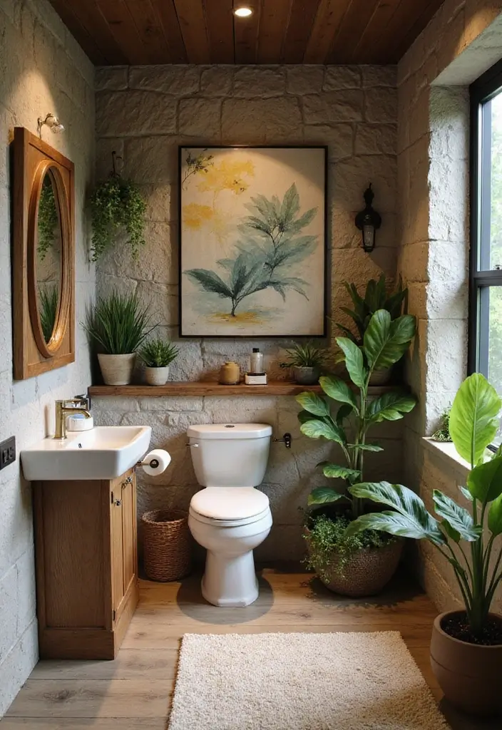21 Dazzling Powder Room Designs That'll Transform Your Tiny Space into a Stylish Oasis! - 7. Nature-Inspired Elements