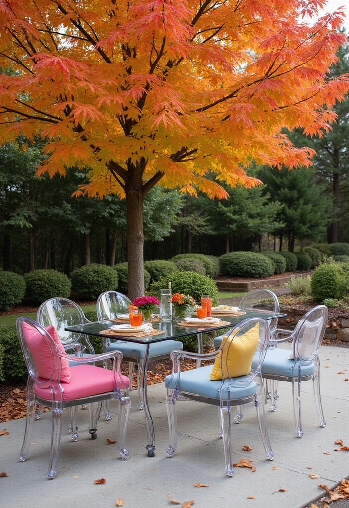 21 Minimalist Outdoor Furniture Ideas Perfect for Your Autumn Garden Oasis! - 15. Transparent Acrylic Chairs