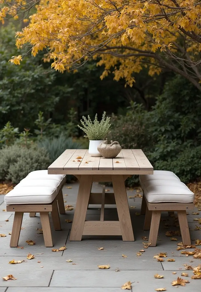 21 Minimalist Outdoor Furniture Ideas Perfect for Your Autumn Garden Oasis! - 17. Garden Tables with Built-in Storage