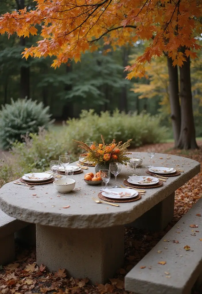 21 Minimalist Outdoor Furniture Ideas Perfect for Your Autumn Garden Oasis! - 5. Elegant Stone Tables