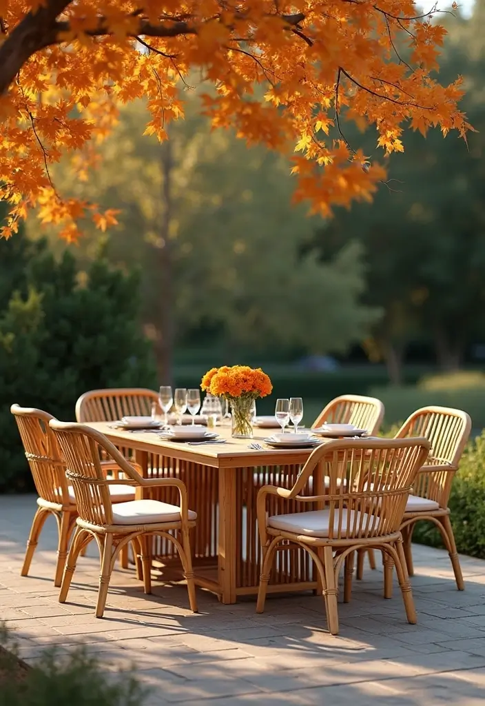 21 Minimalist Outdoor Furniture Ideas Perfect for Your Autumn Garden Oasis! - 7. Bamboo Dining Sets