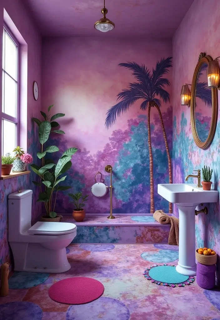 21 Purple Bathroom Inspirations That Will Make Your Space Pop (Don't Miss #9!) - 10. Artistic Purple