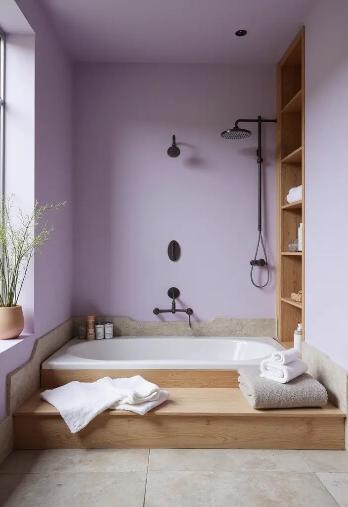 21 Purple Bathroom Inspirations That Will Make Your Space Pop (Don't Miss #9!) - 11. Spa-Like Serenity