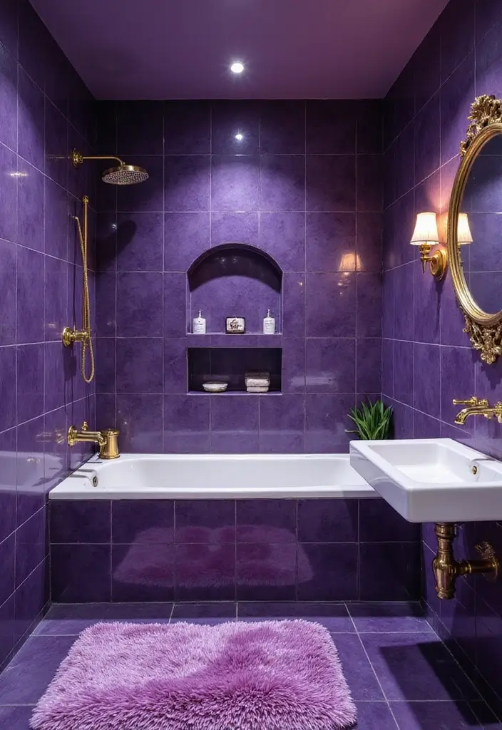 21 Purple Bathroom Inspirations That Will Make Your Space Pop (Don't Miss #9!) - 14. Elegant Cobalt