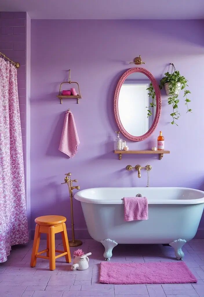 21 Purple Bathroom Inspirations That Will Make Your Space Pop (Don't Miss #9!) - 15. Whimsical Purple