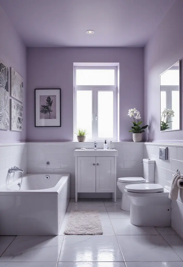 21 Purple Bathroom Inspirations That Will Make Your Space Pop (Don't Miss #9!) - 20. Subtle Purple Grays