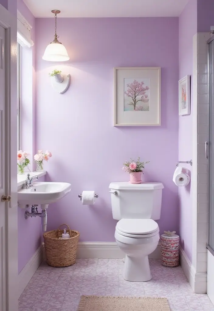 21 Purple Bathroom Inspirations That Will Make Your Space Pop (Don't Miss #9!) - 21. Playful Pastels