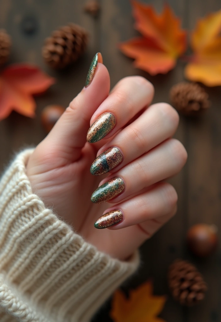 25 Fall Nail Inspiration Ideas That Will Make You Excited for Autumn! (#19 Is a Must-See!) - 12. Rustic Metallic Accents