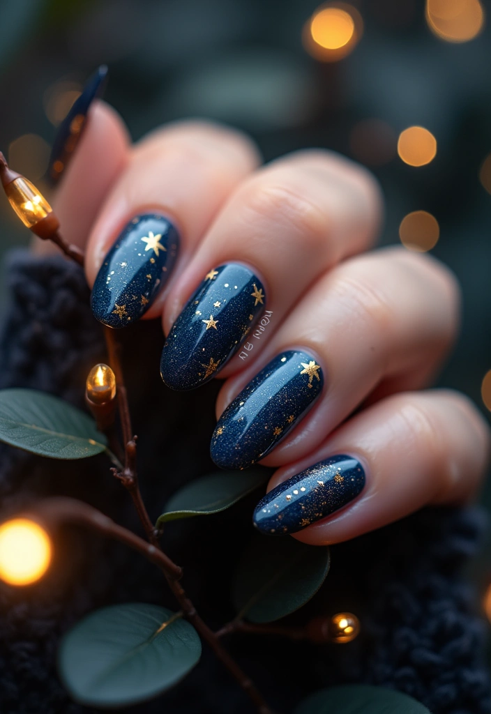 25 Fall Nail Inspiration Ideas That Will Make You Excited for Autumn! (#19 Is a Must-See!) - 17. Starry Autumn Nights