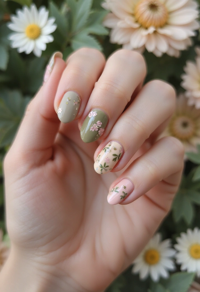 25 Fall Nail Inspiration Ideas That Will Make You Excited for Autumn! (#19 Is a Must-See!) - 18. Earthy Floral Accents