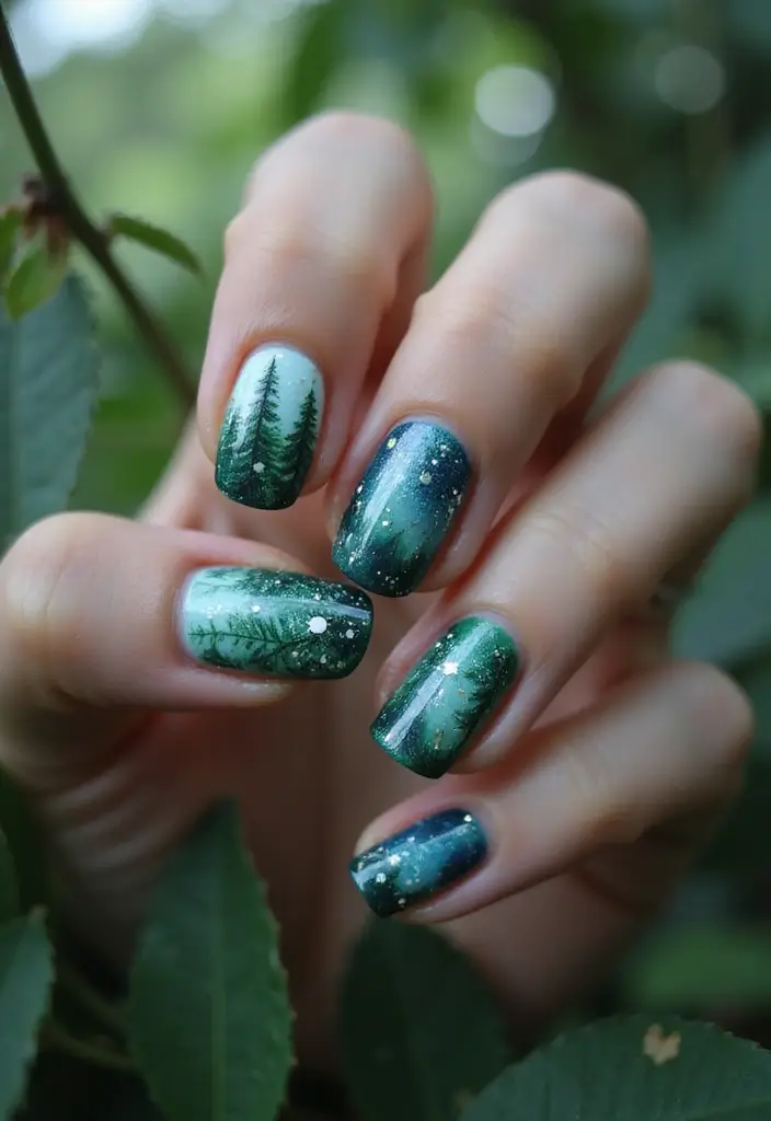 25 Fall Nail Inspiration Ideas That Will Make You Excited for Autumn! (#19 Is a Must-See!) - 19. Magical Forest