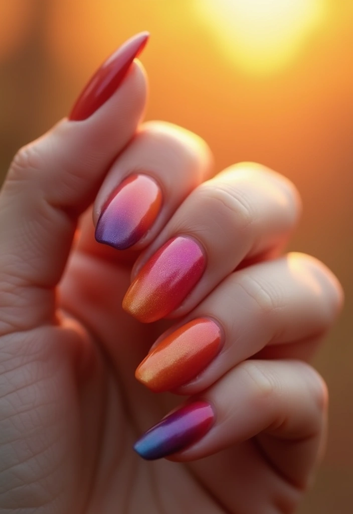 25 Fall Nail Inspiration Ideas That Will Make You Excited for Autumn! (#19 Is a Must-See!) - 23. Fall Sunset Gradient