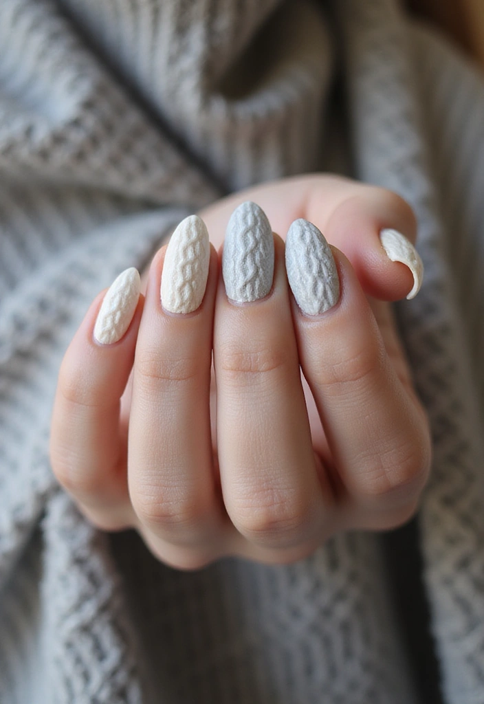 25 Fall Nail Inspiration Ideas That Will Make You Excited for Autumn! (#19 Is a Must-See!) - 3. Cozy Cable Knit