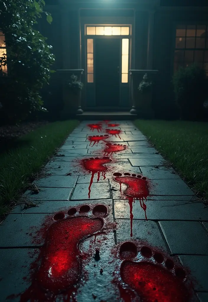 25 Spooktacular Halloween Decorations You Can DIY (Number 13 Will Shock You!) - 13. Shocking Bloody Footprints