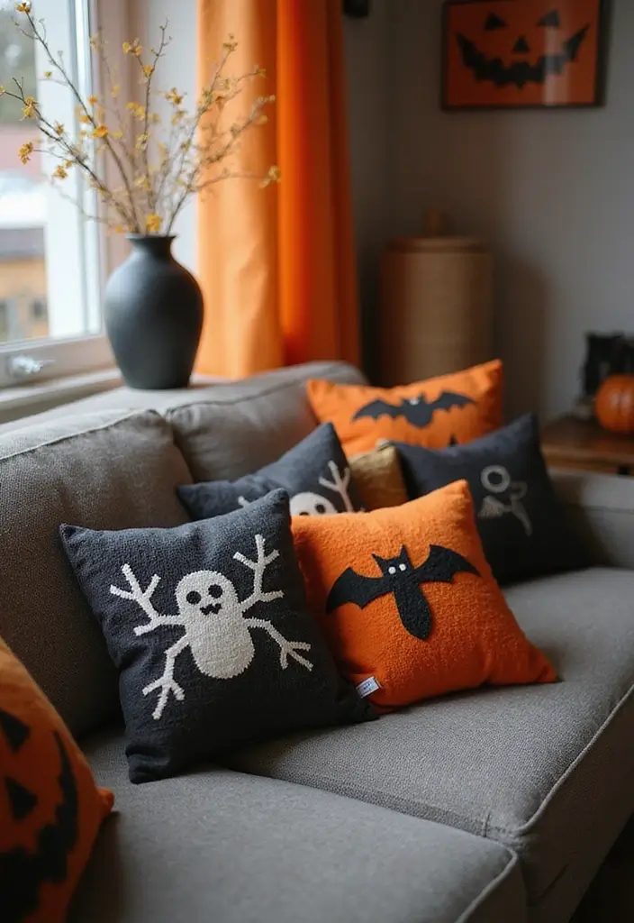 25 Spooktacular Halloween Decorations You Can DIY (Number 13 Will Shock You!) - 20. Halloween-Themed Throw Pillows