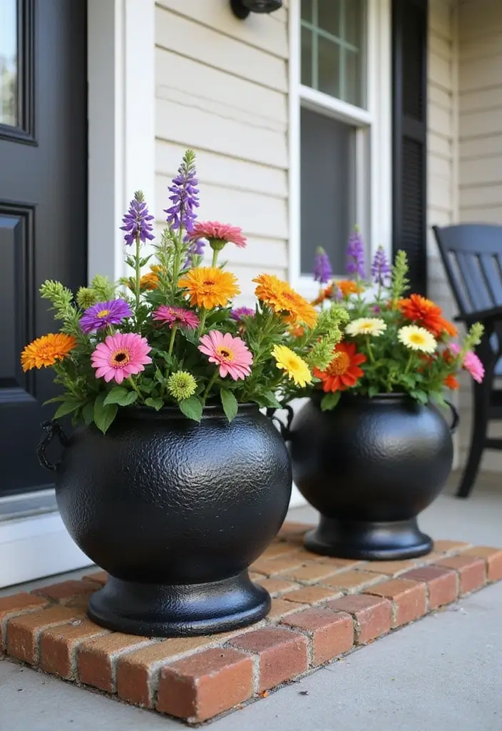 25 Spooktacular Halloween Decorations You Can DIY (Number 13 Will Shock You!) - 24. DIY Cauldron Planters