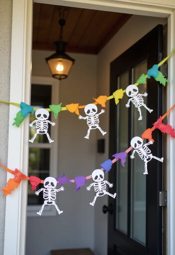 25 Spooktacular Halloween Decorations You Can DIY (Number 13 Will Shock You!) - 5. Skeleton Garland