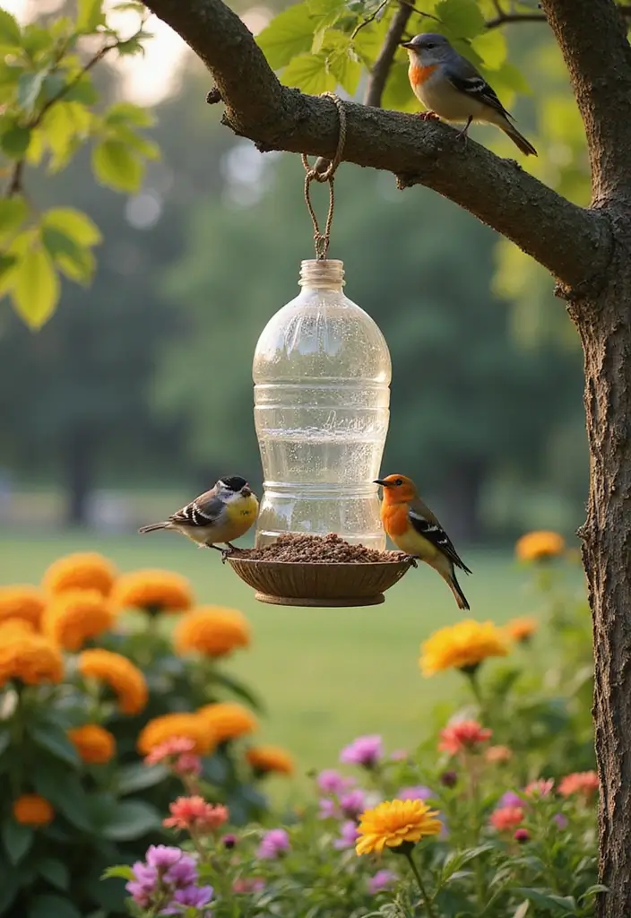 25 Sustainable DIY Projects That Are Easier Than You Think (#15 Will Blow Your Mind!) - 16. Water Bottle Bird Feeders