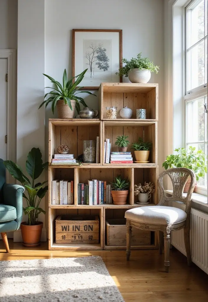 25 Sustainable DIY Projects That Are Easier Than You Think (#15 Will Blow Your Mind!) - 22. Upcycled Crate Storage